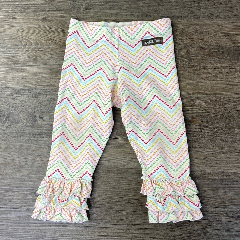 Matilda Jane Little Girls Multicolor Razzle Leggings Chevron Heart Print, 18 mo